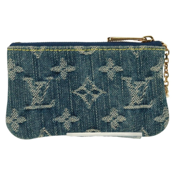 LOUIS VUITTON Monogram Denim Pochette Cles Coin Purse Blue M95343 Auth 166053V