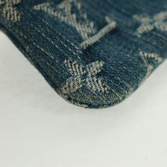 LOUIS VUITTON Monogram Denim Pochette Cles Coin Purse Blue M95343 Auth 166053V
