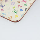 LOUIS VUITTON Multicolor Pochette Cles NM Münztäschchen Weiß M93734 LV Auth 166054-16