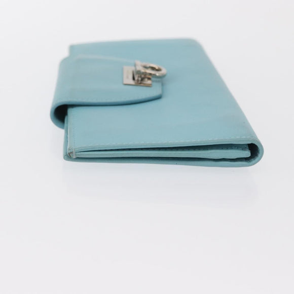 Salvatore Ferragamo Gancini Long Wallet Leather Lavende Silver Auth 166058