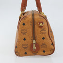 MCM Vicetos Logogram Boston Bag PVC Leather Brown Gold Auth 166071-4