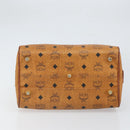 MCM Vicetos Logogram Boston Bag PVC Leather Brown Gold Auth 166071-9