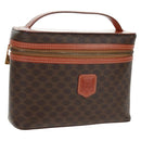 CELINE Macadam Canvas Vanity Hand Bag PVC Leather Brown Gold Auth 166073V-1