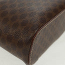 CELINE Macadam Canvas Vanity Hand Bag PVC Leather Brown Gold Auth 166073V-10