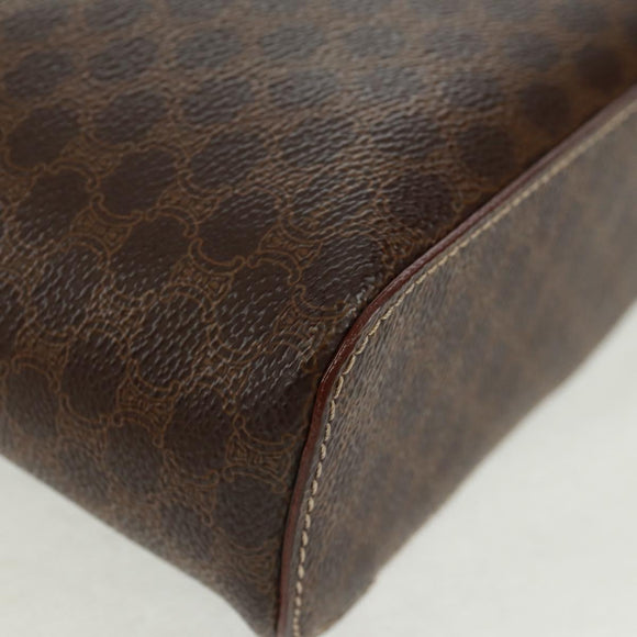CELINE Macadam Canvas Vanity Hand Bag PVC Leather Brown Gold Auth 166073V