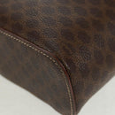 CELINE Macadam Canvas Vanity Hand Bag PVC Leather Brown Gold Auth 166073V-11