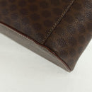 CELINE Macadam Canvas Vanity Hand Bag PVC Leather Brown Gold Auth 166073V-13