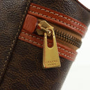CELINE Macadam Canvas Vanity Hand Bag PVC Leather Brown Gold Auth 166073V-14