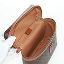 CELINE Macadam Canvas Vanity Hand Bag PVC Leather Brown Gold Auth 166073V-15