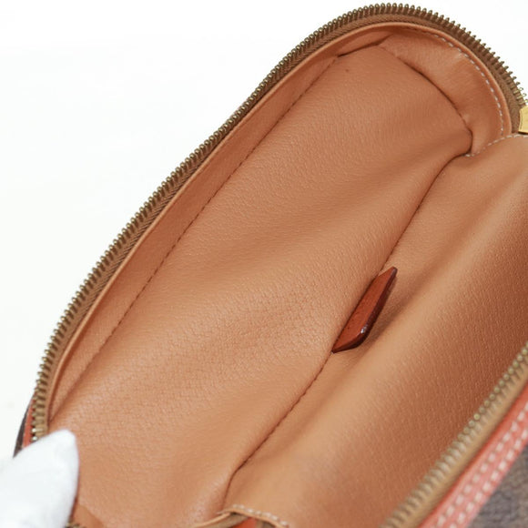 CELINE Macadam Canvas Vanity Hand Bag PVC Leather Brown Gold Auth 166073V