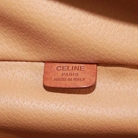 CELINE Macadam Canvas Vanity Hand Bag PVC Leather Brown Gold Auth 166073V
