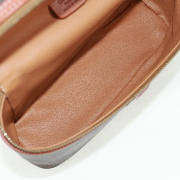 CELINE Macadam Canvas Vanity Hand Bag PVC Leather Brown Gold Auth 166073V