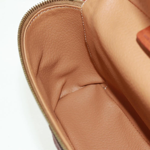 CELINE Macadam Canvas Vanity Hand Bag PVC Leather Brown Gold Auth 166073V