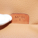 CELINE Macadam Canvas Vanity Hand Bag PVC Leather Brown Gold Auth 166073V-21