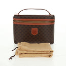 CELINE Macadam Canvas Vanity Hand Bag PVC Leather Brown Gold Auth 166073V-23