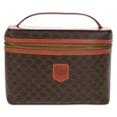 CELINE Macadam Canvas Vanity Hand Bag PVC Leather Brown Gold Auth 166073V-2