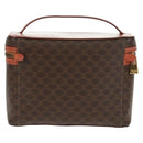 CELINE Macadam Canvas Vanity Hand Bag PVC Leather Brown Gold Auth 166073V-3