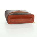 CELINE Macadam Canvas Vanity Hand Bag PVC Leather Brown Gold Auth 166073V-6