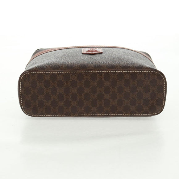 CELINE Macadam Canvas Vanity Hand Bag PVC Leather Brown Gold Auth 166073V