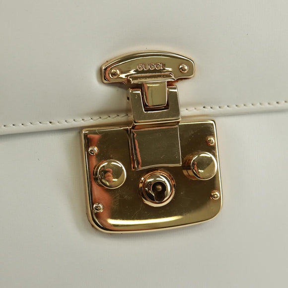 GUCCI Ready Lock Hand Bag Leather White Gold 000 0926 0258 Auth 166082V