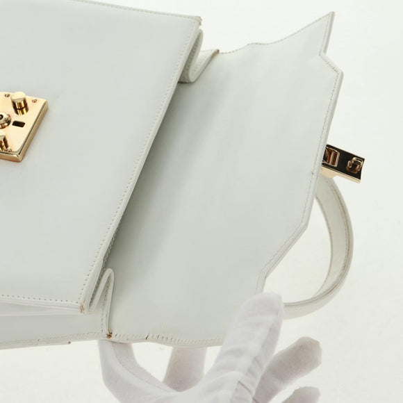 GUCCI Ready Lock Hand Bag Leather White Gold 000 0926 0258 Auth 166082V