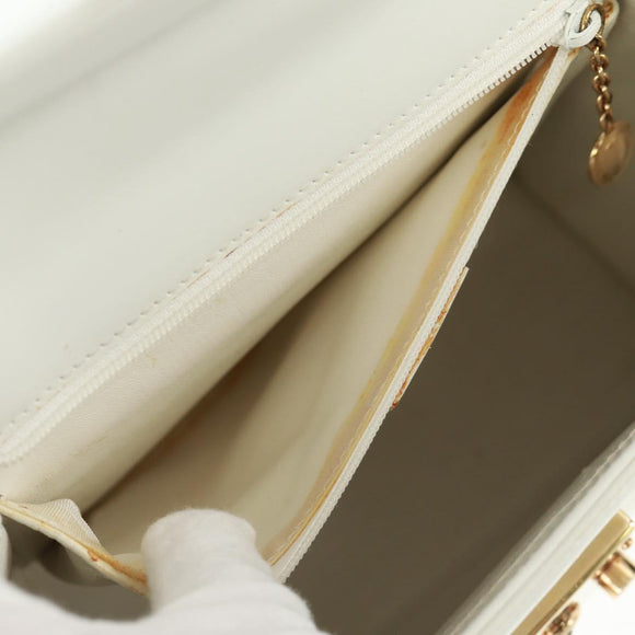 GUCCI Ready Lock Hand Bag Leather White Gold 000 0926 0258 Auth 166082V