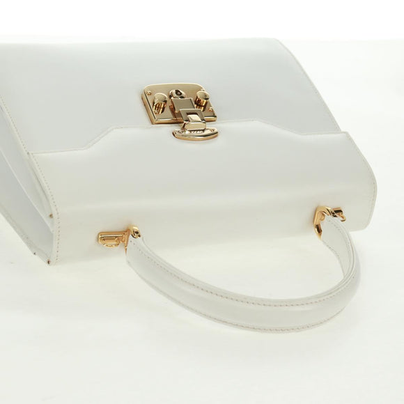 GUCCI Ready Lock Hand Bag Leather White Gold 000 0926 0258 Auth 166082V