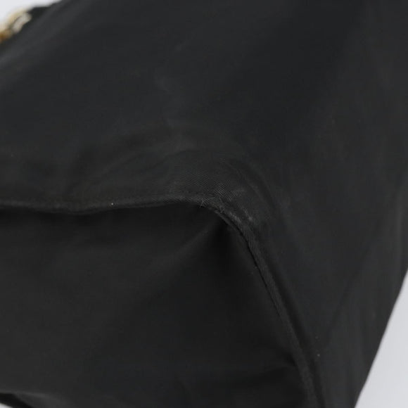 PRADA Hand Bag nylon metal Black Gold Auth 166097