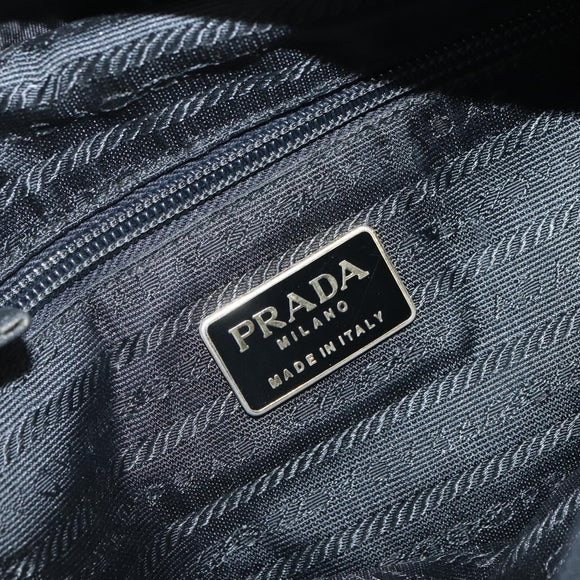 PRADA Hand Bag nylon metal Black Gold Auth 166097