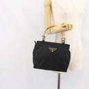 PRADA Hand Bag nylon metal Black Gold Auth 166097-23