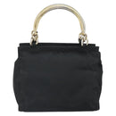 PRADA Hand Bag nylon metal Black Gold Auth 166097-2