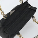 PRADA Hand Bag nylon metal Black Gold Auth 166097-6