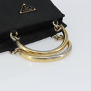 PRADA Hand Bag nylon metal Black Gold Auth 166097-7