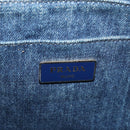 PRADA Canapa PM Hand Bag Denim Blue Gold Auth 166102-10
