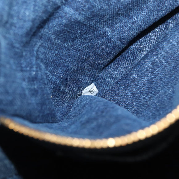 PRADA Canapa PM Hand Bag Denim Blue Gold Auth 166102