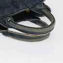 PRADA Canapa PM Hand Bag Denim Blue Gold Auth 166102-7