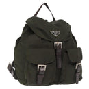 PRADA Backpack Nylon Khaki Silver Auth 166105-1