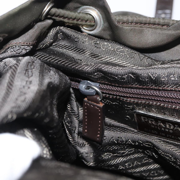 PRADA Backpack Nylon Khaki Silver Auth 166105