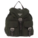 PRADA Backpack Nylon Khaki Silver Auth 166105-13