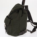 PRADA Backpack Nylon Khaki Silver Auth 166105-3