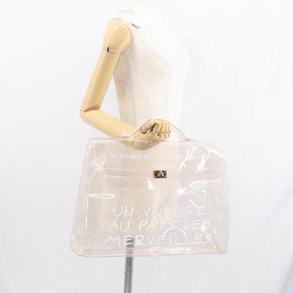HERMES Vinyl Kelly Hand Bag Vinyl Clear Auth 166116