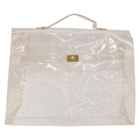 HERMES Vinyl Kelly Hand Bag Vinyl Clear Auth 166116