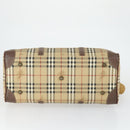 Burberrys Nova Check Boston Bag PVC Leather 2way Beige Auth 166121-11