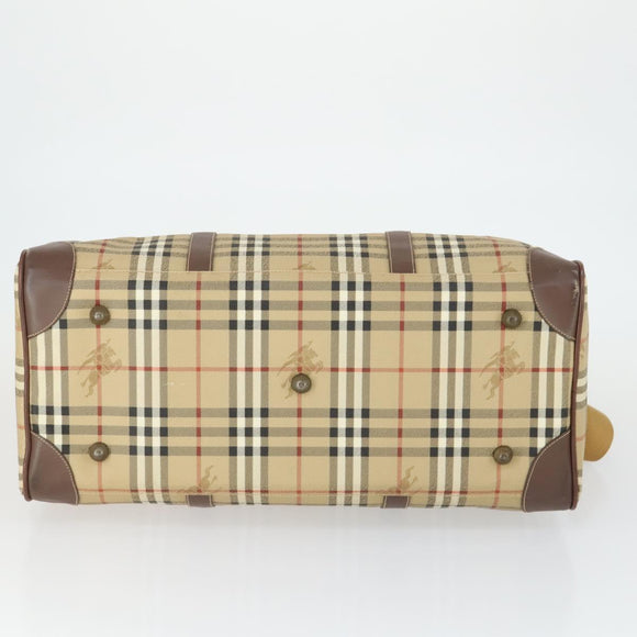 Burberrys Nova Check Boston Bag PVC Leather 2way Beige Auth 166121