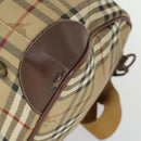 Burberrys Nova Check Boston Bag PVC Leather 2way Beige Auth 166121-12