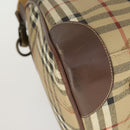 Burberrys Nova Check Boston Bag PVC Leather 2way Beige Auth 166121-13