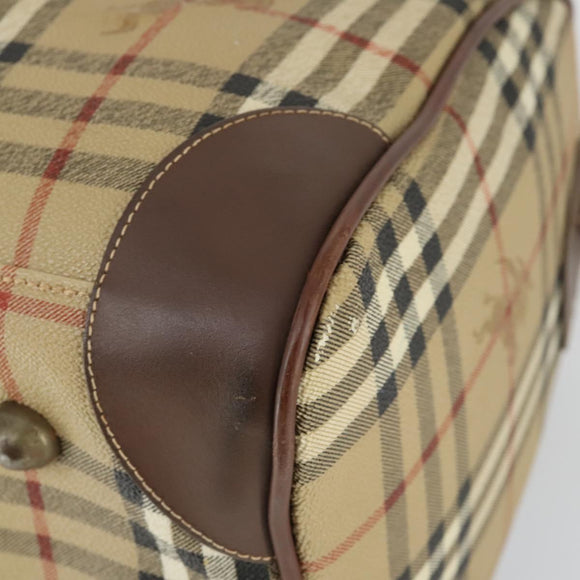 Burberrys Nova Check Boston Bag PVC Leather 2way Beige Auth 166121