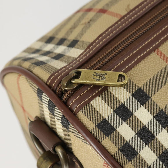 Burberrys Nova Check Boston Bag PVC Leather 2way Beige Auth 166121