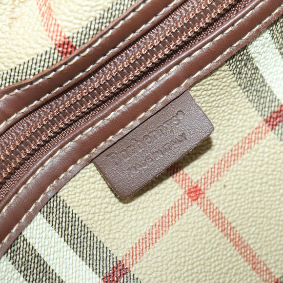 Burberrys Nova Check Boston Bag PVC Leather 2way Beige Auth 166121