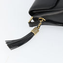 VALENTINO Shoulder Bag Leather Black Gold Auth 166125-10